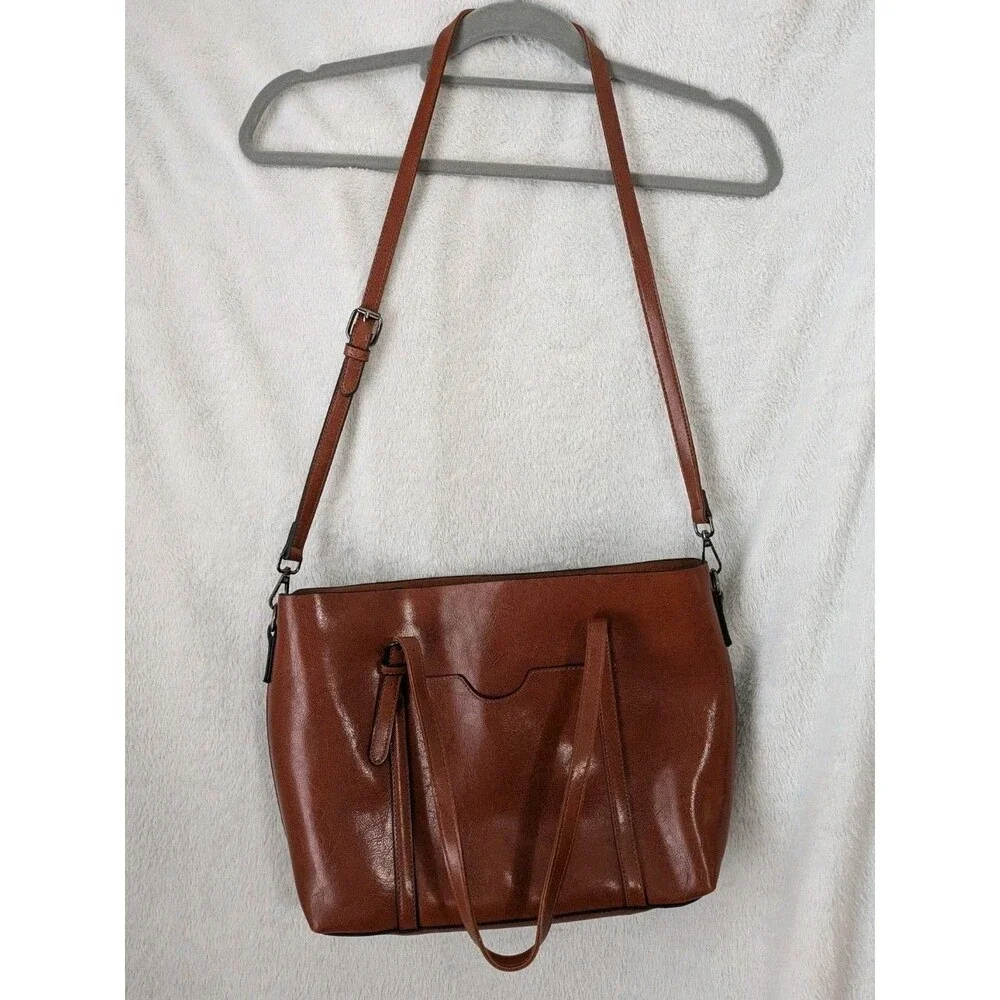 Women's Unbranded Faux Leather Tote Purse - Crossbody Or Short Handles